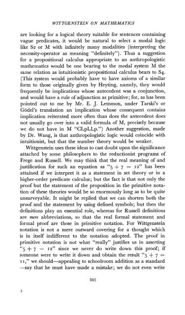 Dummett - Wittgenstein's Philosophy of Mathematics.pdf - Ted Sider