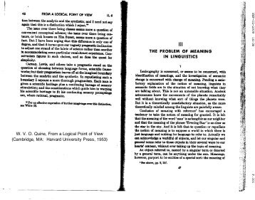 Quine - problem of meaning in linguistics - Ted Sider