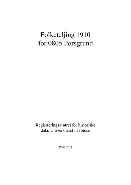 Folketeljing 1910 for 0805 Porsgrund - Telemarkskilder