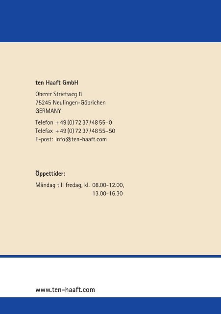 Bruksanvisning - ten Haaft GmbH