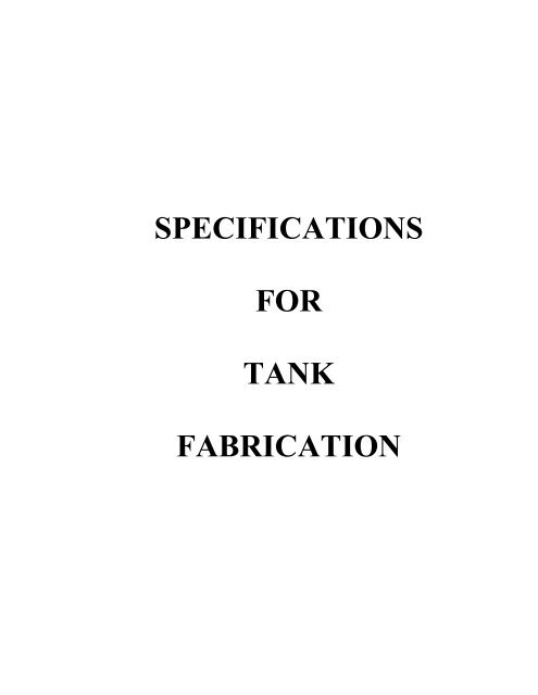 Specifications For Tank Fabrication