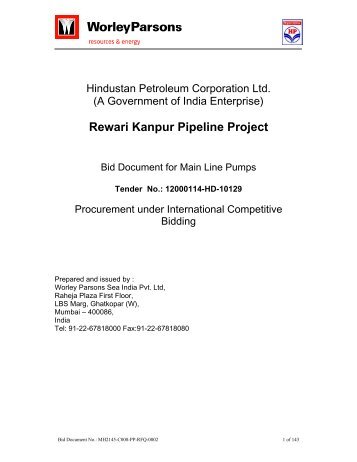 Rewari Kanpur Pipeline Project - Hindustan Petroleum Corporation ...