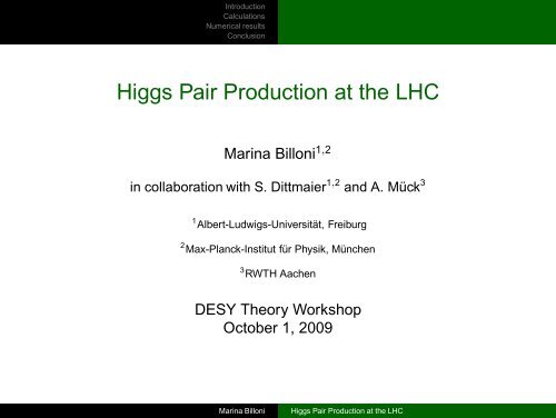 Higgs Pair Production at the LHC - Desy