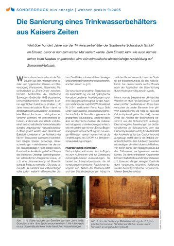 Die Sanierung eines Trinkwasserbehälters aus ... - Aquazem GmbH