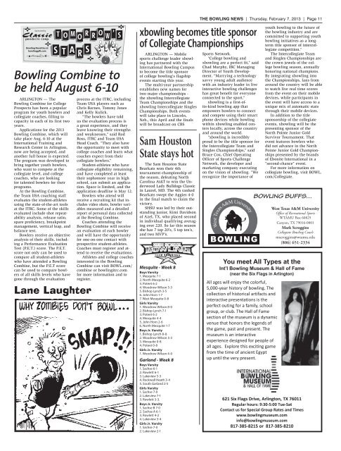 Inside: - The Bowling News
