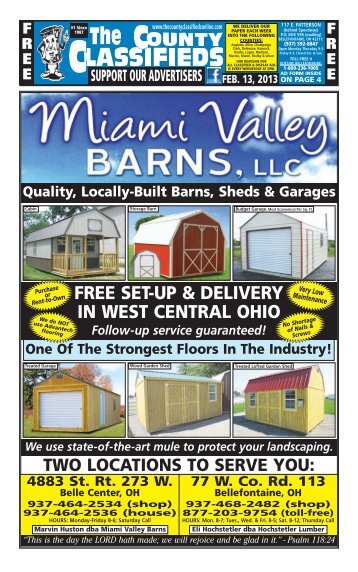 free set-up & delivery in west central ohio - County Classifieds