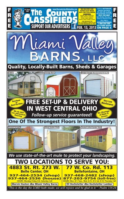 free set-up &amp; delivery in west central ohio - County Classifieds