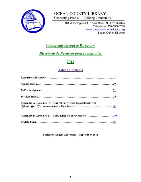 Directorio de Recursos Para Inmigrantes - Ocean County Library