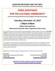 fema assistance for the cultural community - Ocean County Library