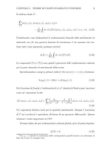 entropia di entanglement in teorie invarianti conformi bidimensionali