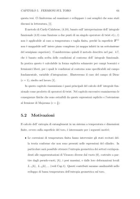 entropia di entanglement in teorie invarianti conformi bidimensionali