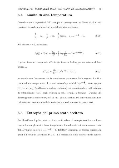 entropia di entanglement in teorie invarianti conformi bidimensionali