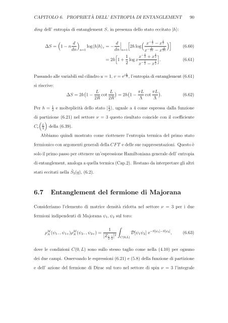 entropia di entanglement in teorie invarianti conformi bidimensionali