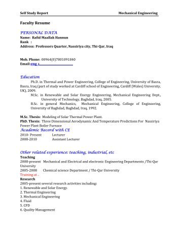 Faculty Resume