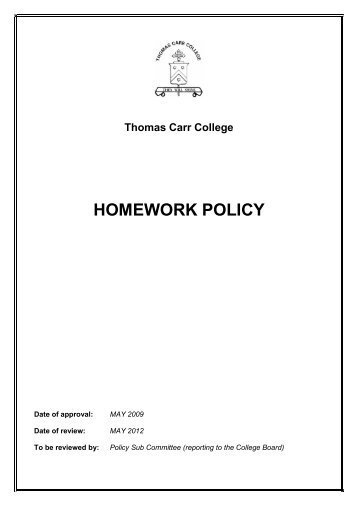 HOMEWORK POLICY - Thomas Carr College