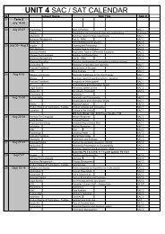 UNIT 4 SAC / SAT CALENDAR - Thomas Carr College