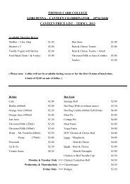 canteen price list – term 1, 2013 - Thomas Carr College