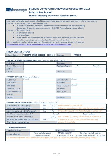 Travel by Private Bus Allowance - Thomas Carr College