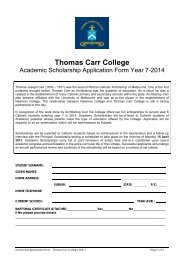 Scholarship Application for Year 7 2014 - Thomas Carr College