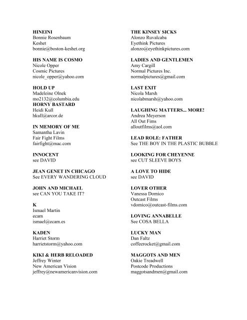 2006 seattle lesbian & gay film festival print source list - Three Dollar ...