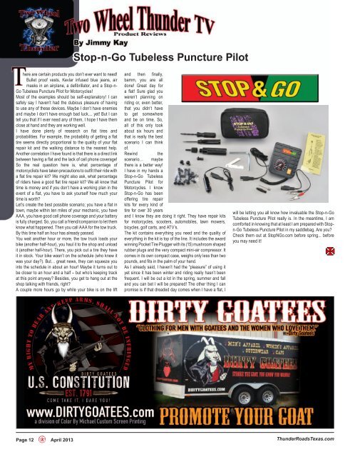 April 2013 - Thunder Roads Texas Motorcycle Magazine