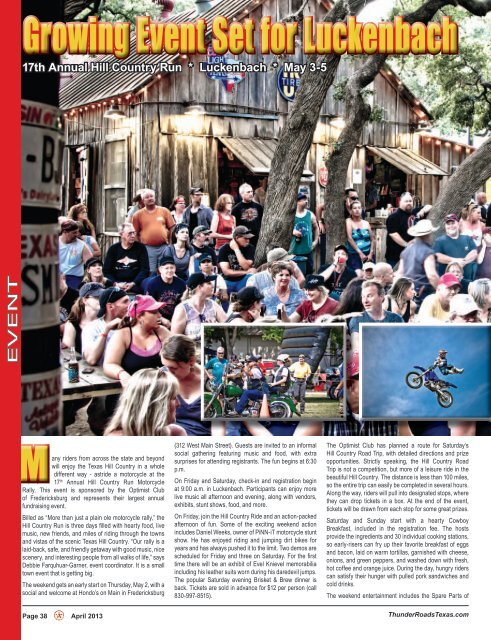 April 2013 - Thunder Roads Texas Motorcycle Magazine