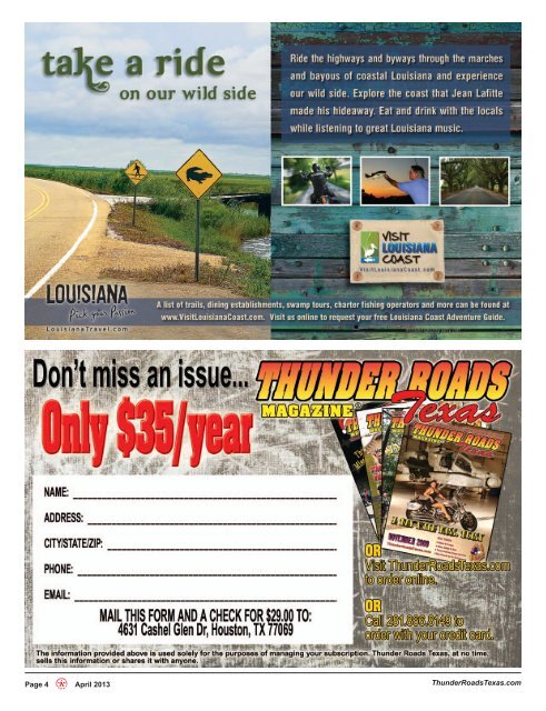 April 2013 - Thunder Roads Texas Motorcycle Magazine