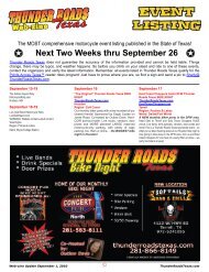 Event Listing - Thunder Roads Texas Motorcycle Magazine