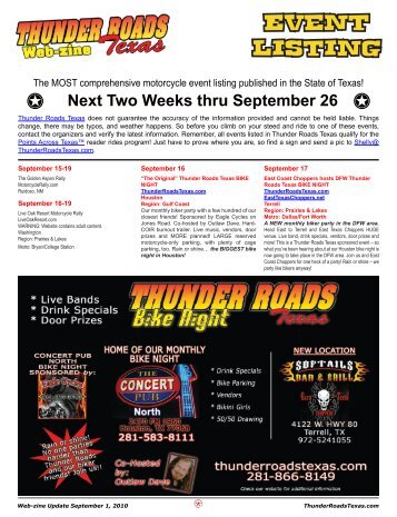 Event Listing - Thunder Roads Texas Motorcycle Magazine