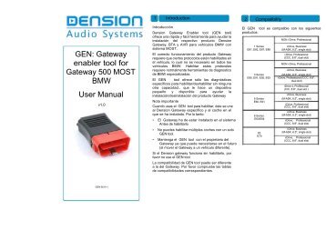 GEN: Gateway enabler tool for Gateway 500 MOST BMW User Manual