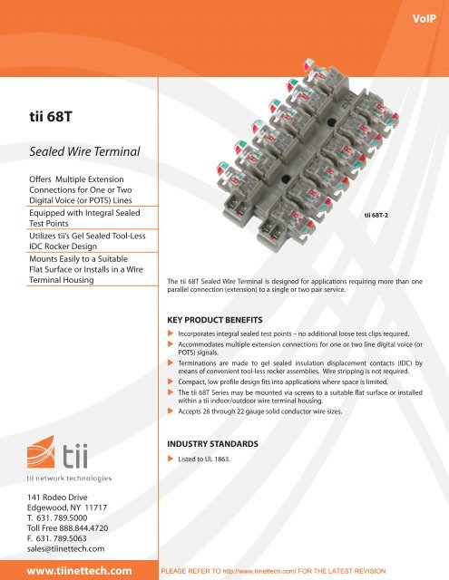 tii 68T Sealed Wire Terminal - Tii Network Technologies