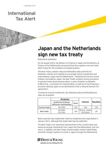 Japan and the Netherlands sign new tax treaty - Ernst & Young T ...