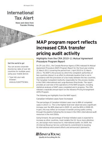 MAP program report reflects increased CRA transfer pricing audit ...