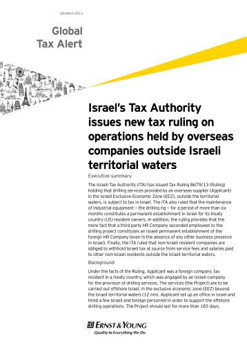 Israel's Tax Authority issues new tax ruling on operations held by ...