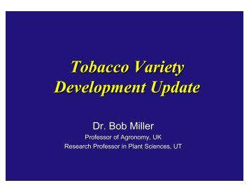 Tobacco Variety Development Update - Tobacco Info Online