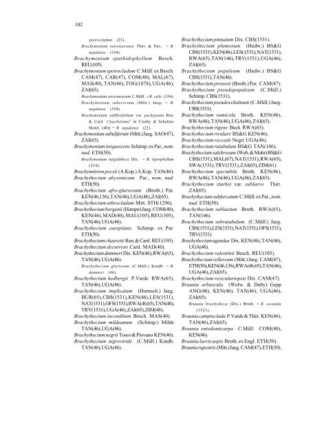 Checklist of the mosses of sub-Saharan Africa