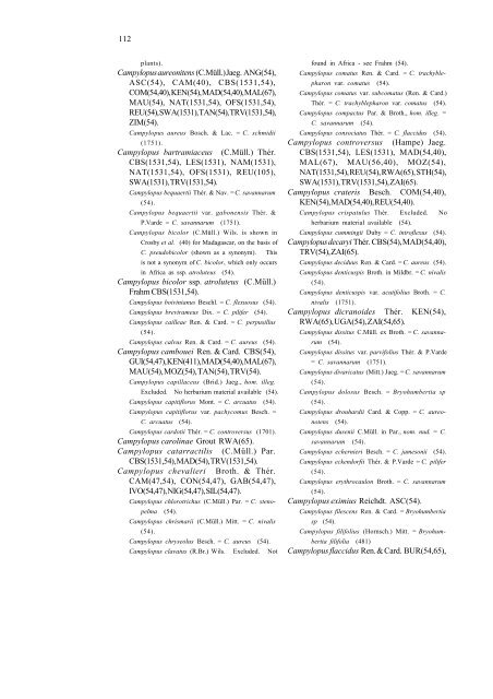 Checklist of the mosses of sub-Saharan Africa