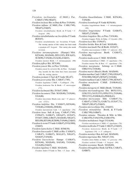 Checklist of the mosses of sub-Saharan Africa