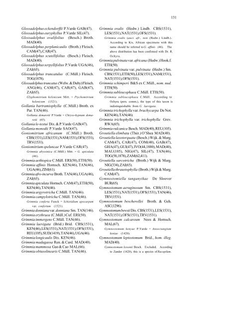 Checklist of the mosses of sub-Saharan Africa