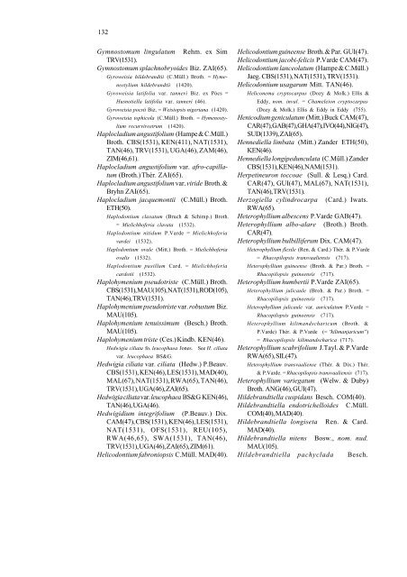 Checklist of the mosses of sub-Saharan Africa