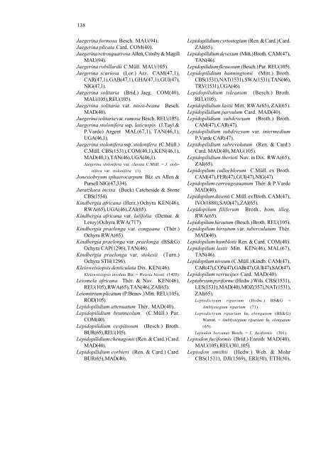 Checklist of the mosses of sub-Saharan Africa