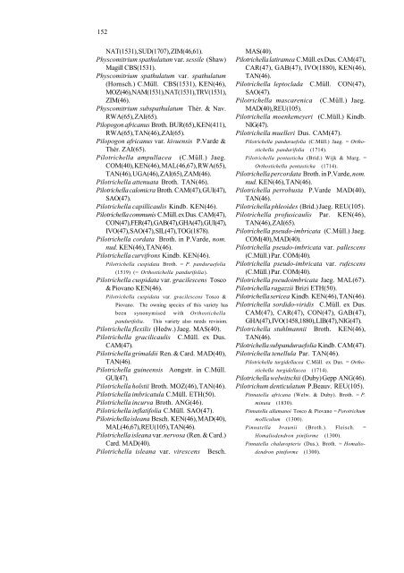 Checklist of the mosses of sub-Saharan Africa