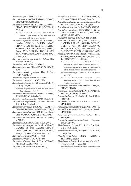 Checklist of the mosses of sub-Saharan Africa