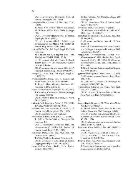 A type catalogue of Campylopodioideae and ... - Tropical Bryology