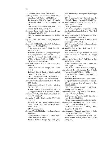 A type catalogue of Campylopodioideae and ... - Tropical Bryology