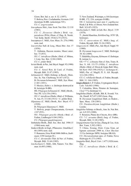 A type catalogue of Campylopodioideae and ... - Tropical Bryology