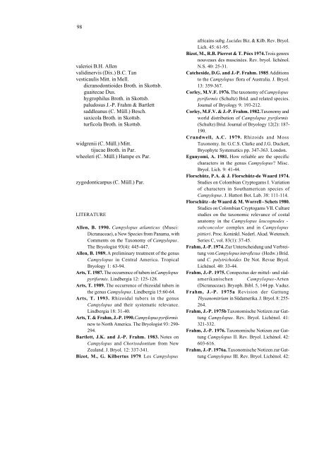 A type catalogue of Campylopodioideae and ... - Tropical Bryology