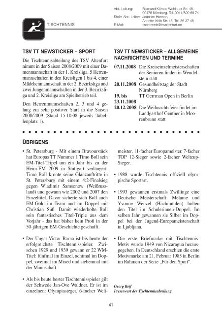 vereins nachrichten nr. 4 november 2008 - TSV Altenfurt