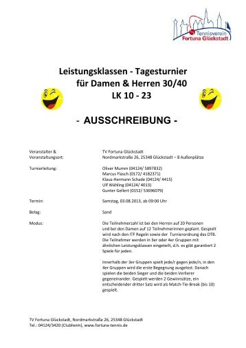 AUSSCHREIBUNG - Tennisverband Schleswig-Holstein