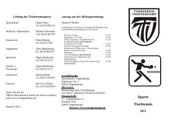 Sparte Tischtennis - TV Trappenkamp eV